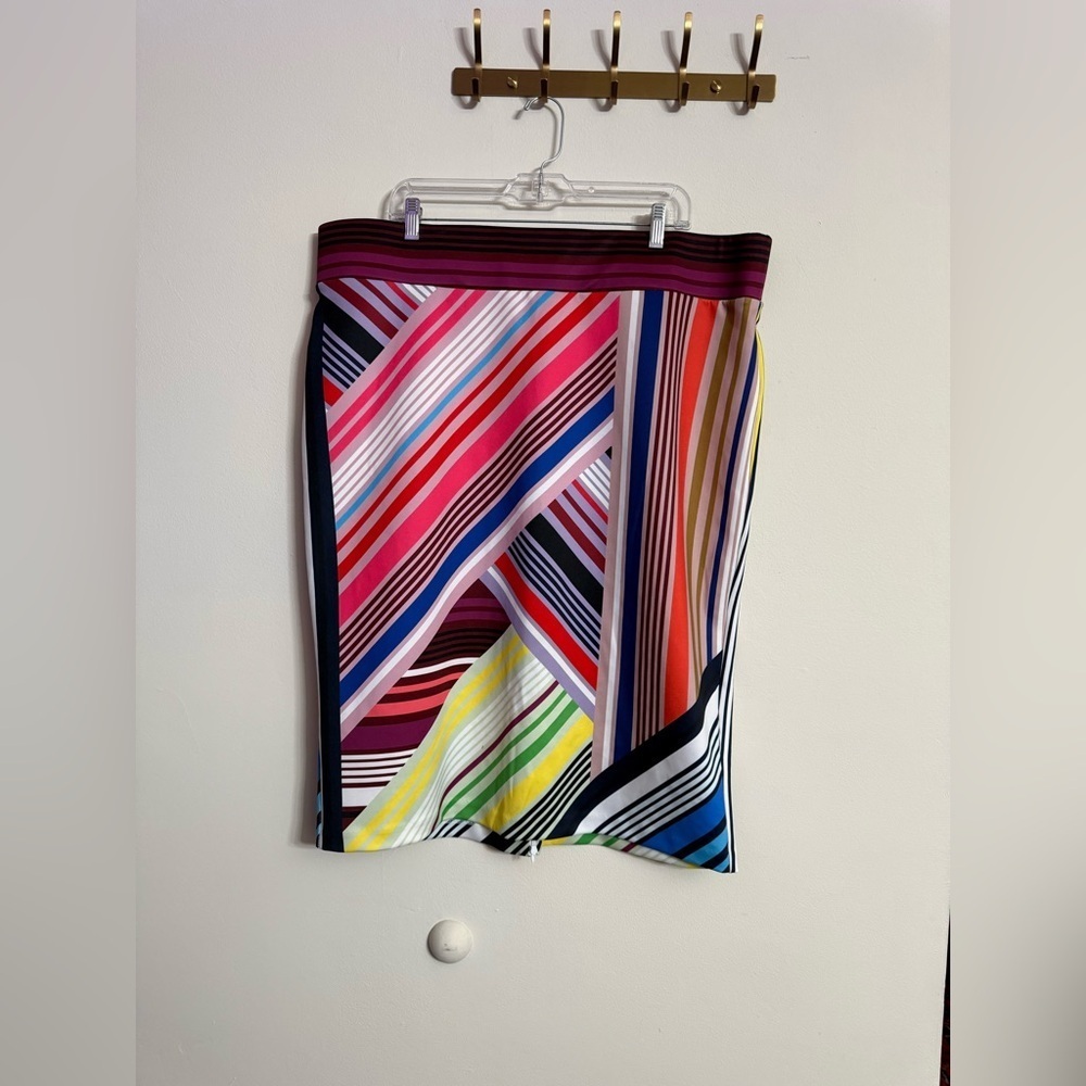 ELOQUII Multicolor Neoprene Scuba Horizontal Stripe Skirt NWOT Size 22